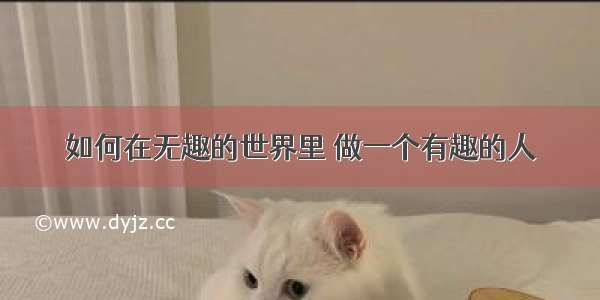 如何在无趣的世界里 做一个有趣的人