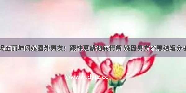 曝王丽坤闪嫁圈外男友！跟林更新彻底情断 疑因男方不愿结婚分手