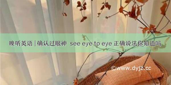 晚听英语 | 确认过眼神≠see eye to eye 正确说法你知道吗