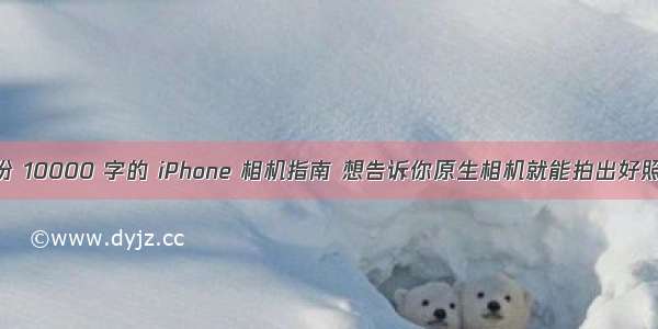 这份 10000 字的 iPhone 相机指南 想告诉你原生相机就能拍出好照片