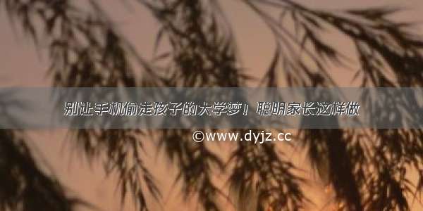 别让手机偷走孩子的大学梦！聪明家长这样做