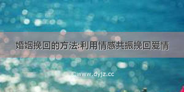 婚姻挽回的方法:利用情感共振挽回爱情