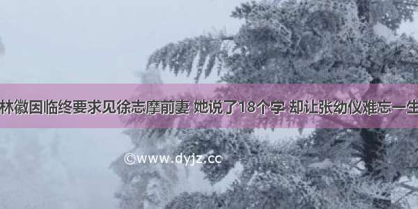 林徽因临终要求见徐志摩前妻 她说了18个字 却让张幼仪难忘一生