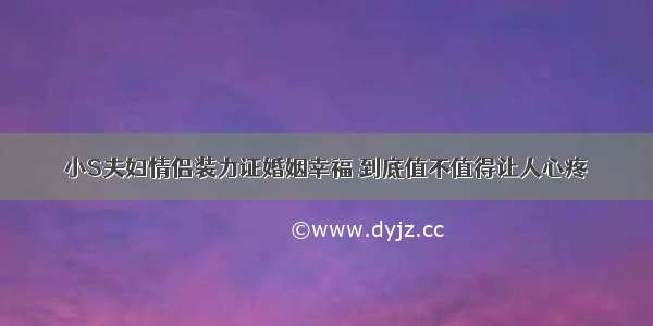 小S夫妇情侣装力证婚姻幸福 到底值不值得让人心疼