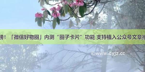 重磅！「微信好物圈」内测“圈子卡片”功能 支持植入公众号文章推广