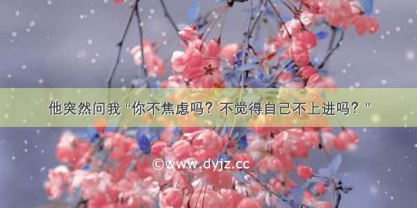 他突然问我 “你不焦虑吗？不觉得自己不上进吗？”