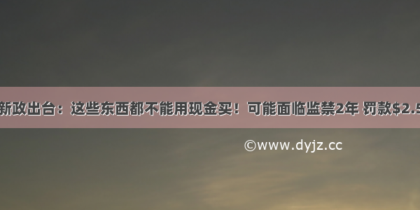 最严新政出台：这些东西都不能用现金买！可能面临监禁2年 罚款$2.52万！