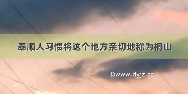 泰顺人习惯将这个地方亲切地称为桐山