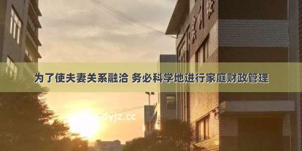 为了使夫妻关系融洽 务必科学地进行家庭财政管理