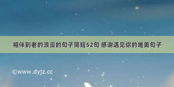 相伴到老的浪漫的句子简短52句 感谢遇见你的唯美句子