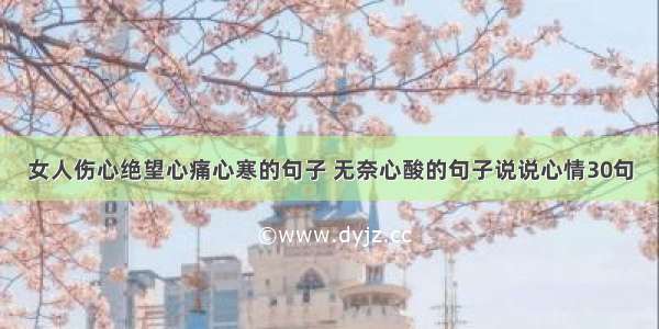 女人伤心绝望心痛心寒的句子 无奈心酸的句子说说心情30句