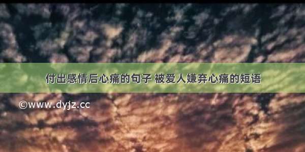 付出感情后心痛的句子 被爱人嫌弃心痛的短语