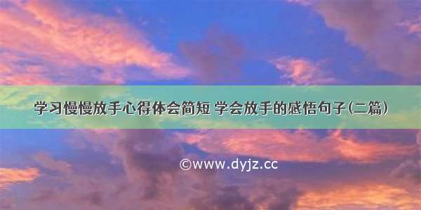 学习慢慢放手心得体会简短 学会放手的感悟句子(二篇)