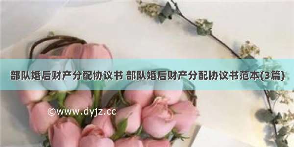 部队婚后财产分配协议书 部队婚后财产分配协议书范本(3篇)