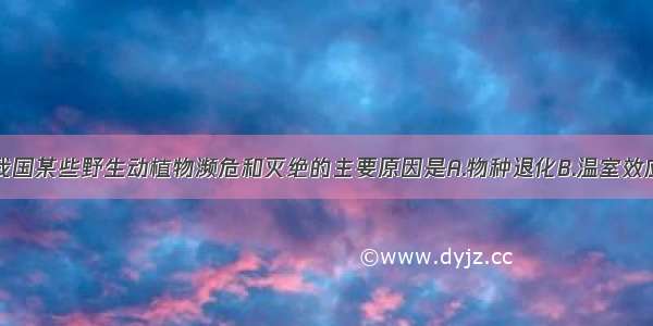 单选题造成我国某些野生动植物濒危和灭绝的主要原因是A.物种退化B.温室效应C.人类的过