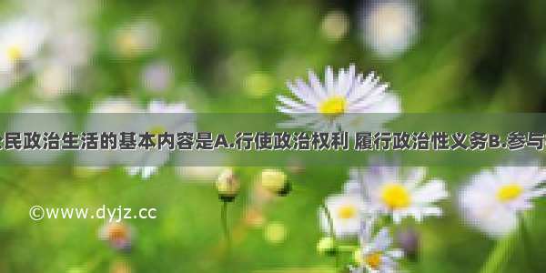 单选题我国公民政治生活的基本内容是A.行使政治权利 履行政治性义务B.参与社会公共管理