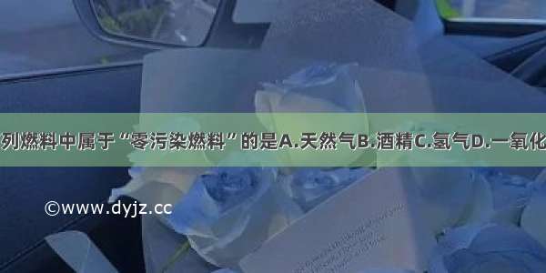 下列燃料中属于“零污染燃料”的是A.天然气B.酒精C.氢气D.一氧化碳