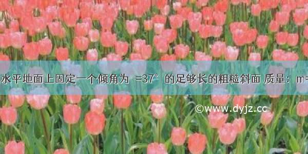 如图所示 在水平地面上固定一个倾角为θ=37°的足够长的粗糙斜面 质量：m=1kg的小滑