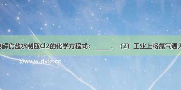 （1）写出电解食盐水制取Cl2的化学方程式：______．（2）工业上将氯气通入石灰乳[Ca（