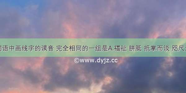 下列各组词语中画线字的读音 完全相同的一组是A.福祉 胼胝 扺掌而谈 咫尺天涯B.抚恤 