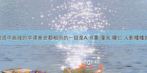 下列各组词语中画线的字读音全都相同的一组是A.书童 潼关 瞳仁 人影幢幢B.寒暄 渲染 