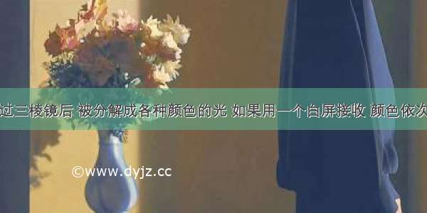 太阳光通过三棱镜后 被分解成各种颜色的光 如果用一个白屏接收 颜色依次是红 ____