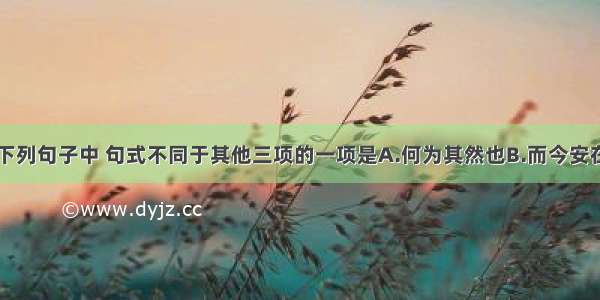 单选题下列句子中 句式不同于其他三项的一项是A.何为其然也B.而今安在哉C.凌