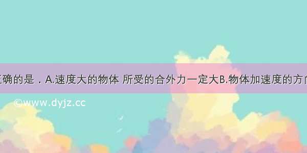 下列说法正确的是．A.速度大的物体 所受的合外力一定大B.物体加速度的方向 可以跟合