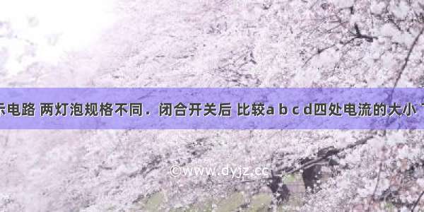 如图所示电路 两灯泡规格不同．闭合开关后 比较a b c d四处电流的大小 下列判断