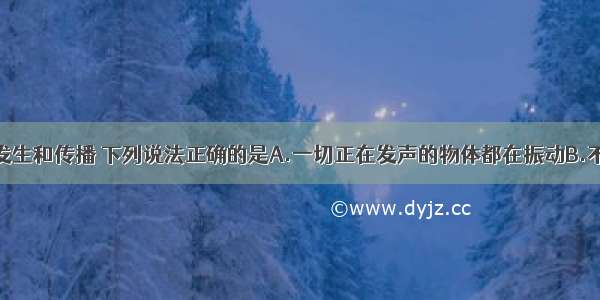 关于声音的发生和传播 下列说法正确的是A.一切正在发声的物体都在振动B.不振动的物体