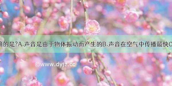 下列说法正确的是?A.声音是由于物体振动而产生的B.声音在空气中传播最快C.乐器发出的