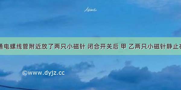 如图所示通电螺线管附近放了两只小磁针 闭合开关后 甲 乙两只小磁针静止在图示位置