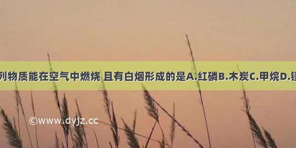 下列物质能在空气中燃烧 且有白烟形成的是A.红磷B.木炭C.甲烷D.镁条