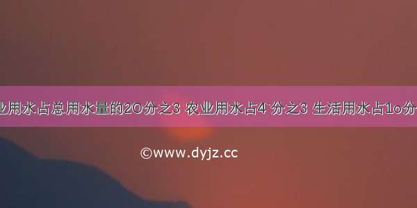 某地工业用水占总用水量的2O分之3 农业用水占4`分之3 生活用水占1o分之1.1)工