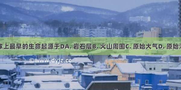 地球上最早的生命起源于DA. 岩石层B. 火山周围C. 原始大气D. 原始海洋