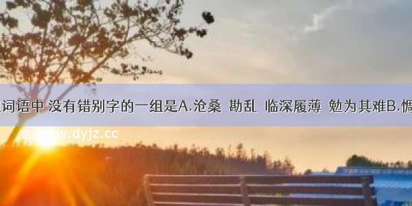 下列各组词语中 没有错别字的一组是A.沧桑　勘乱　临深履薄　勉为其难B.惆怅　震撼　