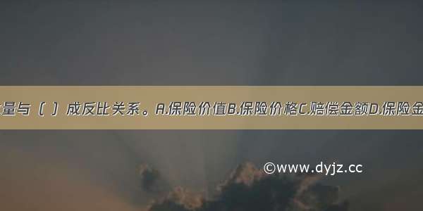 保险需求量与（ ）成反比关系。A.保险价值B.保险价格C.赔偿金额D.保险金额ABCD