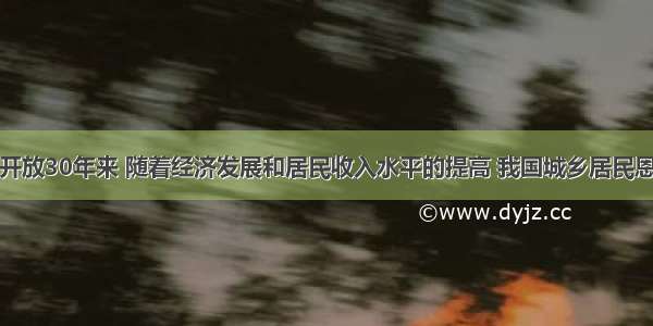 单选题改革开放30年来 随着经济发展和居民收入水平的提高 我国城乡居民恩格尔系数不