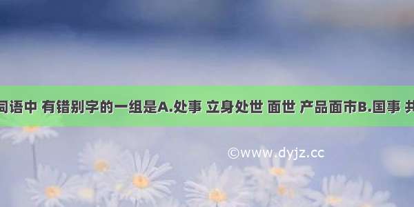 下列各组词语中 有错别字的一组是A.处事 立身处世 面世 产品面市B.国事 共商国是 立