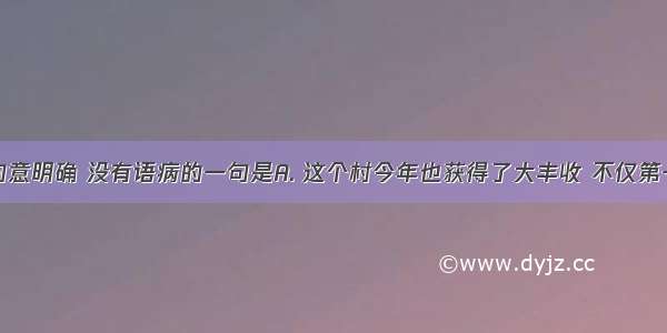 下列句子句意明确 没有语病的一句是A. 这个村今年也获得了大丰收 不仅第一次向国家