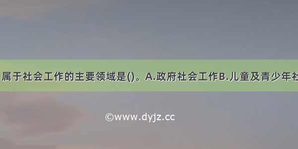 下列选项中 属于社会工作的主要领域是()。A.政府社会工作B.儿童及青少年社会工作C.老