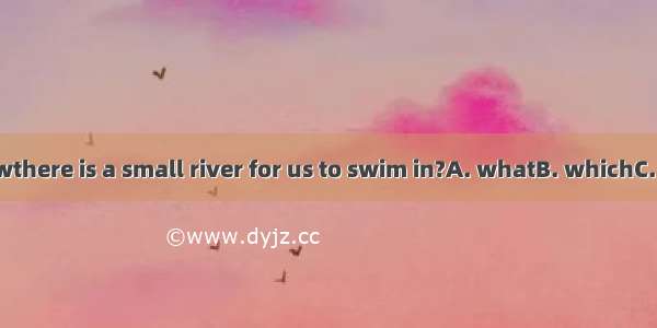 . Do you knowthere is a small river for us to swim in?A. whatB. whichC. whereD. that