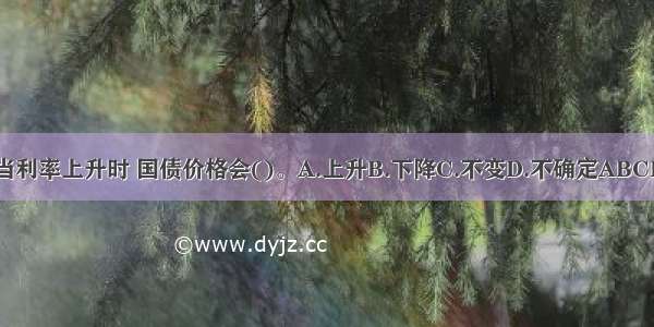 当利率上升时 国债价格会()。A.上升B.下降C.不变D.不确定ABCD