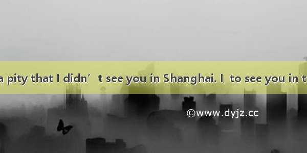 –It’s really a pity that I didn’t see you in Shanghai. I  to see you in the hotel  but