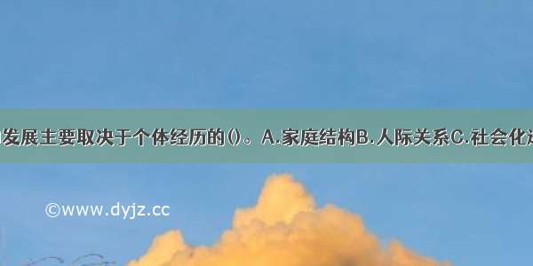 人格的形成和发展主要取决于个体经历的()。A.家庭结构B.人际关系C.社会化进程D.学校教