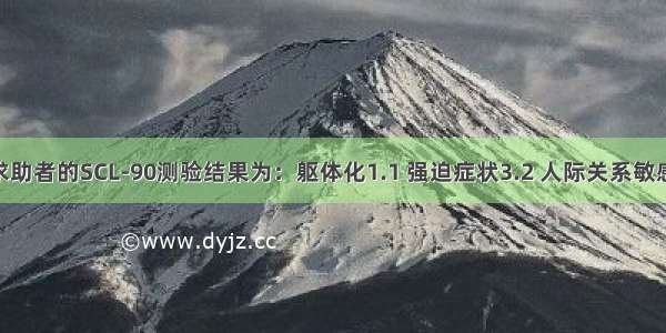 多选：某求助者的SCL-90测验结果为：躯体化1.1 强迫症状3.2 人际关系敏感2.8 抑郁1