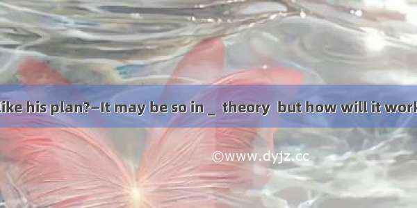 —How do you like his plan?—It may be so in _  theory  but how will it work in practice?A.