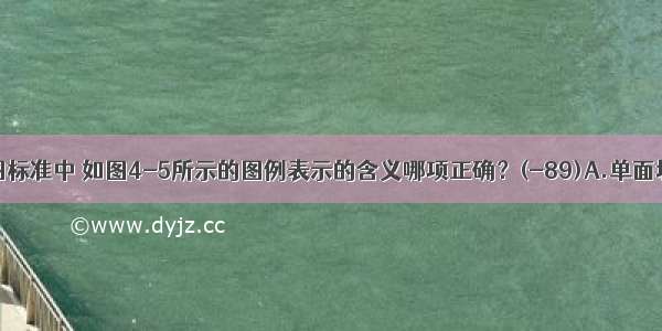 在总图制图标准中 如图4-5所示的图例表示的含义哪项正确？(-89)A.单面坡式缘石坡