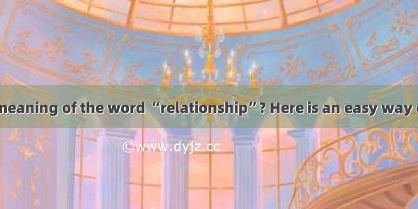 Do you know the meaning of the word “relationship”? Here is an easy way of understanding 1