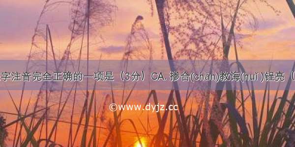 下列加线字注音完全正确的一项是（3分）CA. 掺合(chān)教诲(huǐ )锃亮（zèng）期